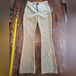 WT02 Sweatpants Flare Leg Beige Women's Medium Tall Used Elastic Tie Waist Pants